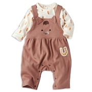 オーバーオール＋Ｔシャツセット　アニマル　ブラウン