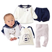 [お楽しみ袋]乳児シンプルフリー コーディネートセット　ネイビー