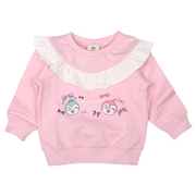 [キッズ]胸元フリルスウェットシャツ　アンパンマン　ピンク