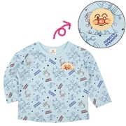 [ベビー]かくれんぼ長袖Ｔシャツ　アンパンマン　サックス