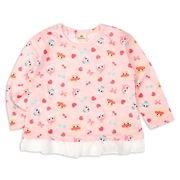 [キッズ]裾フリル長袖Ｔシャツ　アンパンマン　ピンク