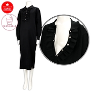 [授乳仕様]ウォッシャブルニットフリルワンピース　ブラック