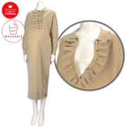 [授乳仕様]ウォッシャブルニットフリルワンピース　ベージュ