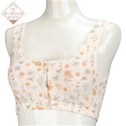 オーガニックコットン　ハーフトップ　花柄　アイボリー