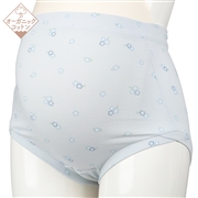 オーガニックコットン　深ばきショーツ　花柄　サックス