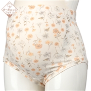 オーガニックコットン　深ばきショーツ　花柄　アイボリー
