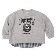 [キッズ]裾レイヤード風トレーナー　PCHY グレー