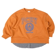 [キッズ]裾レイヤード風トレーナー　PCHY オレンジ