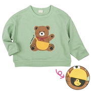 [ベビー]長袖　トレーナー　パタパタ　グリーン