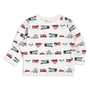 [ベビー]長袖　Ｔシャツ　総柄　レッド