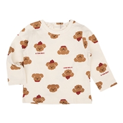 [ベビー]長袖　Ｔシャツ　総柄　ベージュ