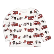 [キッズ]長袖　Ｔシャツ　総柄　レッド