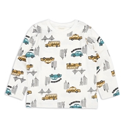 [キッズ]長袖　Ｔシャツ　総柄　ブルー