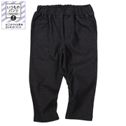 [キッズ]いつものパンツ　７分丈　ニットツイル　無地　ブラック