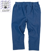 [キッズ]いつものパンツ　７分丈　ニットツイル　無地　ネイビー