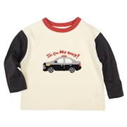 [キッズ]長袖Ｔシャツ　サガラ刺しゅう　チャコールグレー