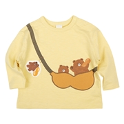 [ベビー]長袖Ｔシャツ　立体モチーフ　イエロー