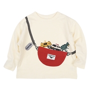 [キッズ]長袖Ｔシャツ　立体モチーフ　アイボリー