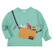 [キッズ]長袖Ｔシャツ　立体モチーフ　グリーン