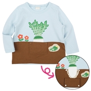 [ベビー]長袖　Ｔシャツ　きになるやさい　サックス