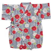 [ベビー]甚平(じんべい)ロンパス つばき レッド