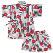 [ベビー]甚平(じんべい)スーツ つばき レッド