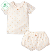 [ベビー]セットアップインナー　半袖　花ドット　オフホワイト