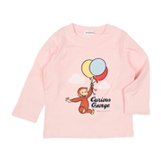 [キッズ]長袖Ｔシャツ　おさるのジョージ ピンク