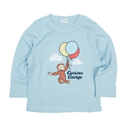 [キッズ]長袖Ｔシャツ　おさるのジョージ サックス