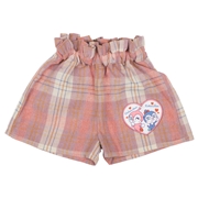 [ベビー]チェックキュロット　アンパンマン　ピンク