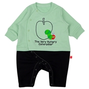 りんご柄カバーオール　はらぺこあおむし　グリーン