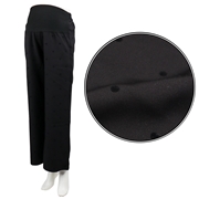 フロッキードット柄ストレートパンツ　ブラック