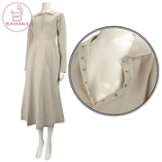 [授乳仕様]長袖ウォッシャブルニット襟付きワンピース　ベージュ