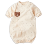 お着替え応援　長袖ドレスオール　簡単時短　ベージュ