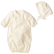 長袖ドレスオール　ボンネット付　アイボリー