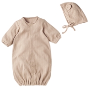 長袖ドレスオール　ボンネット付　ベージュ