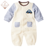 オーガニックコットン　長袖プレオール　車　サックス