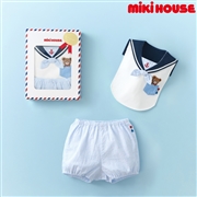 [ギフト] スタイ＆ブルマセット【BOX付き】 ホワイト×ブルー[ミキハウス]