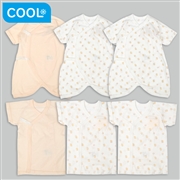 [スナップタイプ]メッシュ新生児肌着６点　半袖・七分袖　ひよこ　イエロー