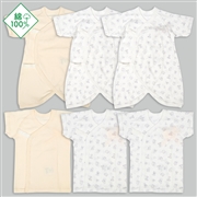 新生児肌着６点スナップ　半袖・七分袖　アイボリー