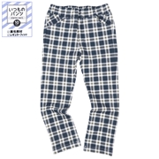 [キッズ]いつものパンツ10分丈  裏毛　レギュラー　柄 ネイビー