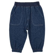 [ベビー]１０分丈パンツ　裾ゴム　デニムニット　ネイビー
