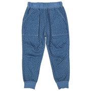 [キッズ]１０分丈パンツ　裾ゴム　デニムニット　ブルー