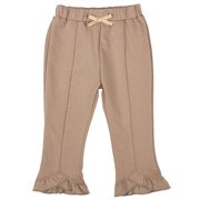 [キッズ]８分丈パンツ　裾フリル　ブラウン