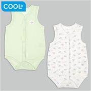 [ベビー]やわらかメッシュ　袖なしロンパース　２枚組　前開き　お空ののりもの