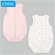 [ベビー]やわらかメッシュ　袖なしロンパース　２枚組　前開き　フルーツ