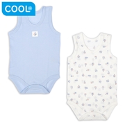 [ベビー]やわらかメッシュ　袖なしロンパース　２枚組　かぶり　ヨット