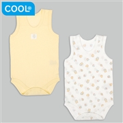 [ベビー]やわらかメッシュ　袖なしロンパース　２枚組　かぶり　おもちゃ