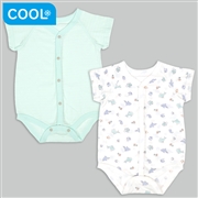[ベビー]ひんやり綿１００％　半袖ロンパース２枚組　前開き　海の生き物