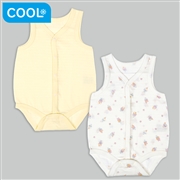 [ベビー]ひんやり綿１００％　袖なしロンパース２枚組　前開き　アイス
